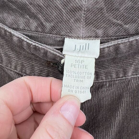 J. Jill Embellished Corduroy ankle Pants Size 16 petite Dark Brown rhinestone - Picture 6 of 10